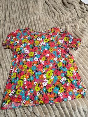 Girls Bright Floral Short Sleeve Top - Pink Multi